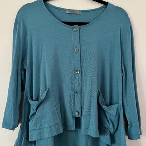 Chalet et Ceci Swing Knit Cardigan (Green/Blue/Gray) Medium